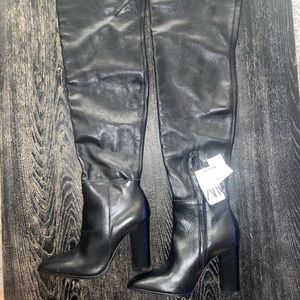 Zara black over the knee real leather boots size 6